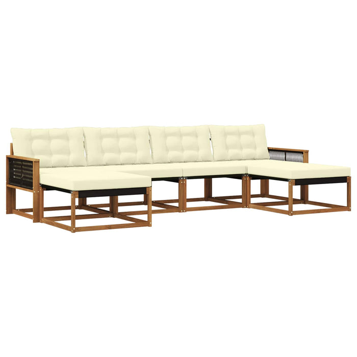 Set de canapele de exterior cu pernă 6 pcs Natural și Crem WALTI