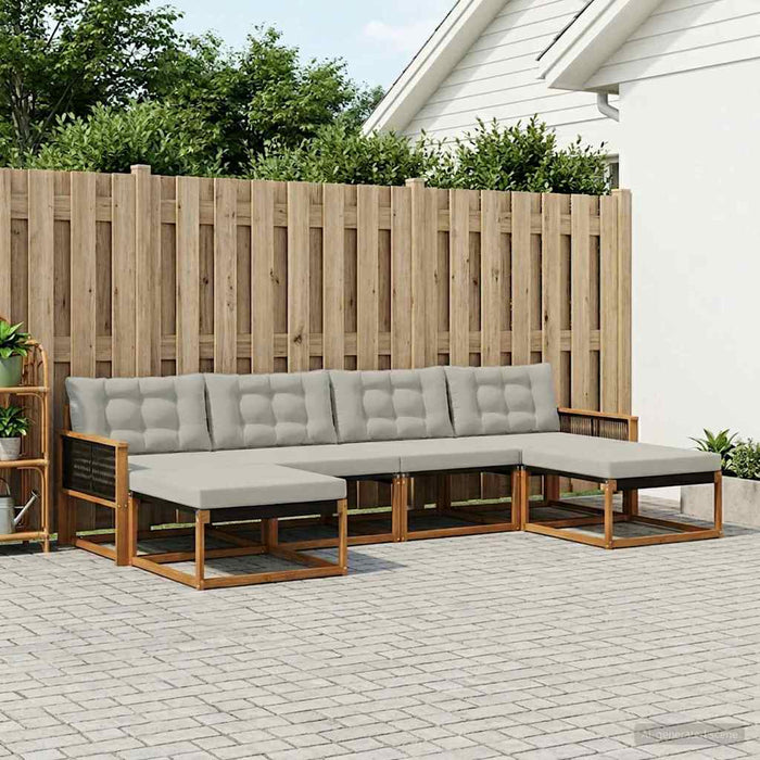 Set de canapele de exterior 6 pcs Natural și gri deschis WALTI