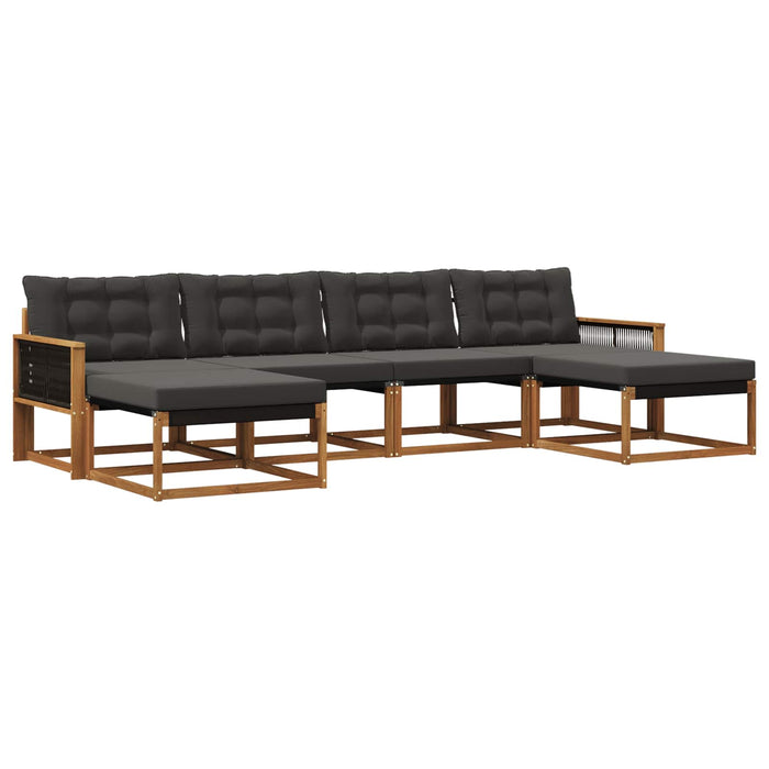 Set de canapele de exterior cu pernă 6 pcs Natural și Negru WALTI
