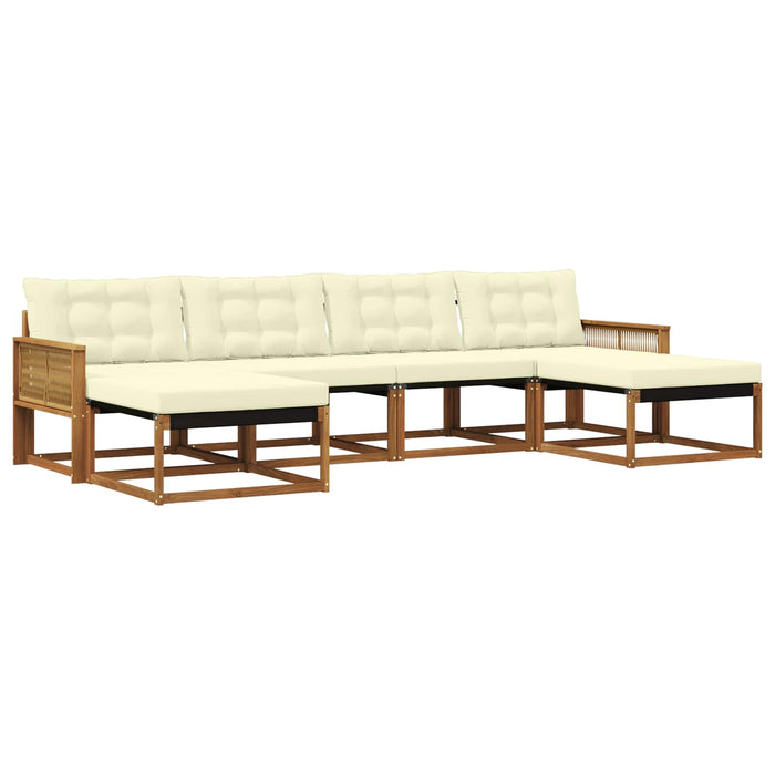 Set de canapele de exterior cu pernă 6 pcs Natural și Crem WALTI