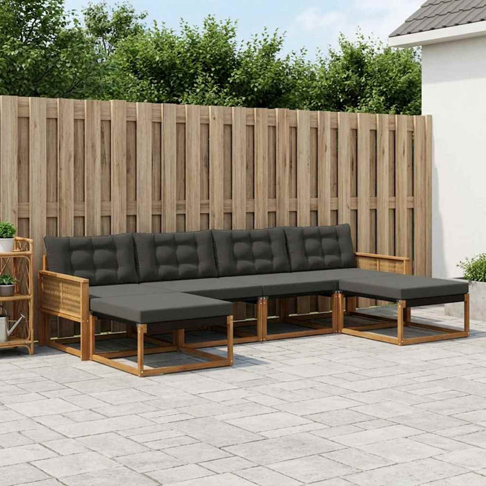 Set de canapele de exterior cu pernă 6 pcs Natural și Negru WALTI