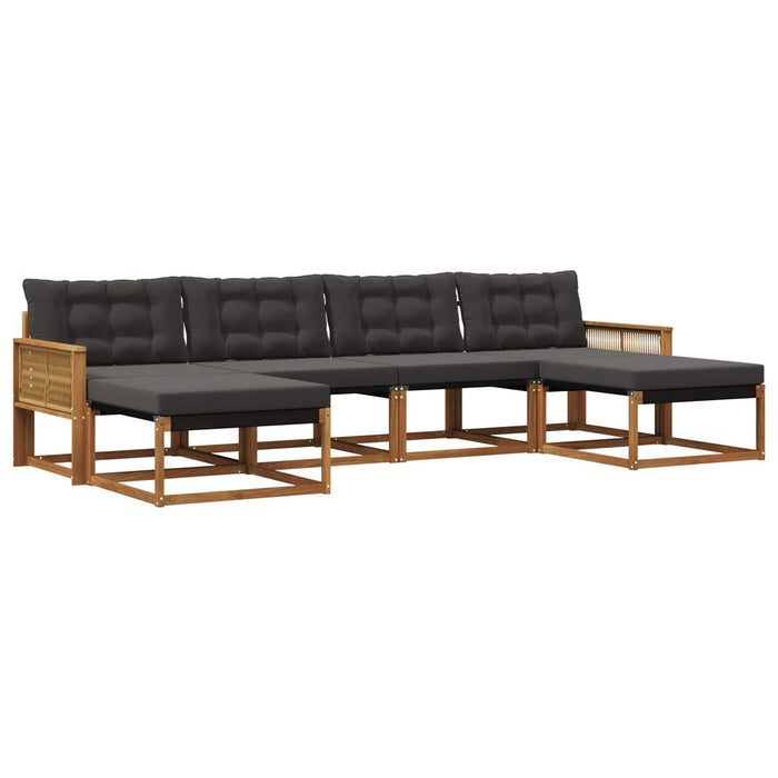 Set de canapele de exterior cu pernă 6 pcs Natural și Negru WALTI
