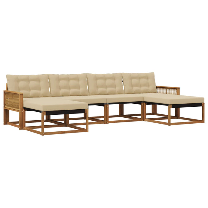 Set de canapele de exterior cu pernă 6 pcs Natural și Bej WALTI