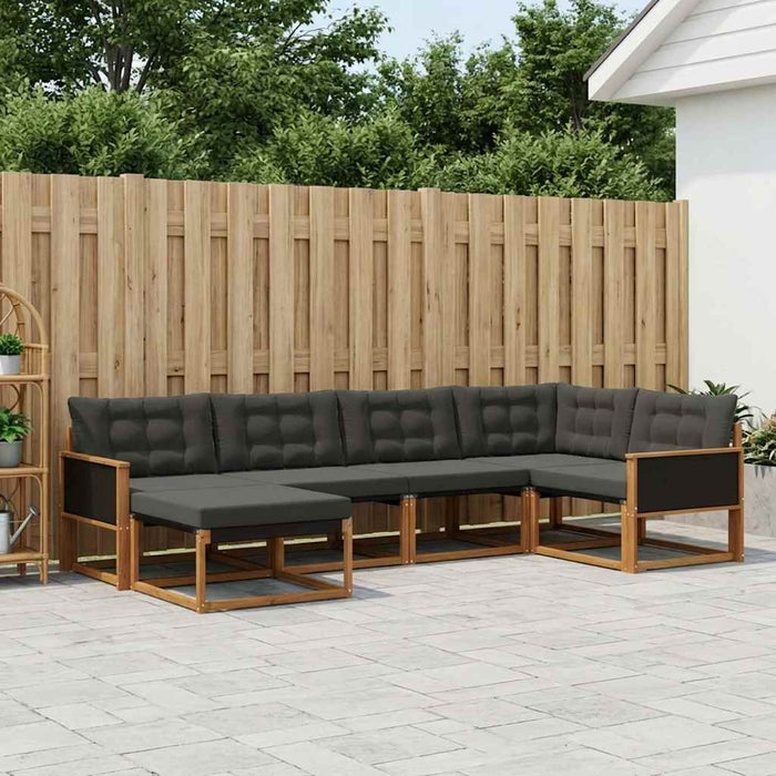 Set de canapele de exterior cu pernă 8 pcs Natural și Negru WALTI