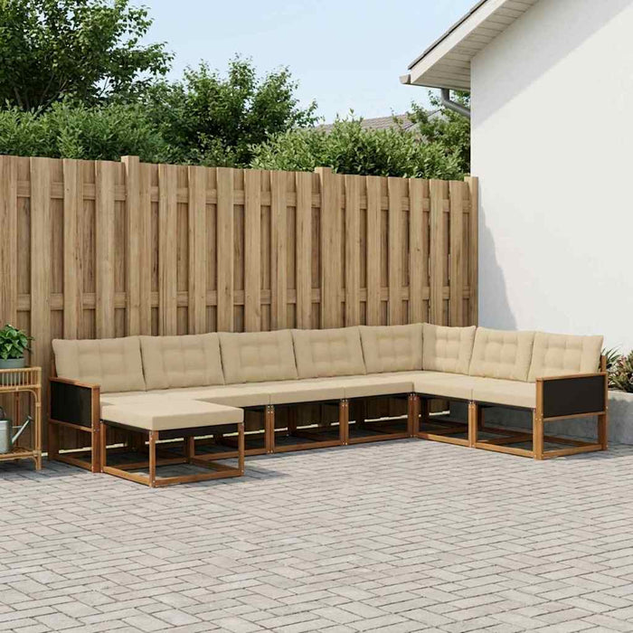 Set de canapele de exterior cu pernă 8 pcs Natural și Bej WALTI