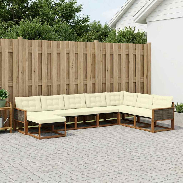 Set de canapele de exterior cu pernă 8 pcs Natural și Crem WALTI