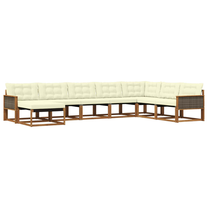 Set de canapele de exterior cu pernă 8 pcs Natural și Crem WALTI