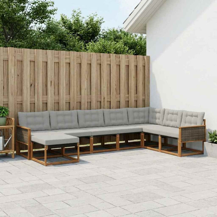Set de canapele de exterior 8 pcs Natural și gri deschis WALTI