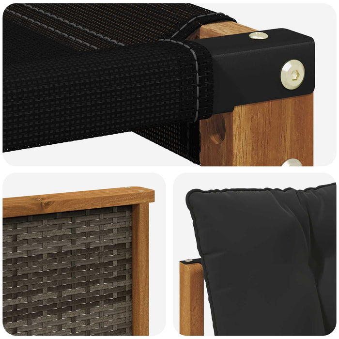 Set de canapele de exterior cu pernă 8 pcs Natural și Negru WALTI