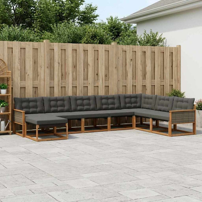 Set de canapele de exterior cu pernă 8 pcs Natural și Negru WALTI