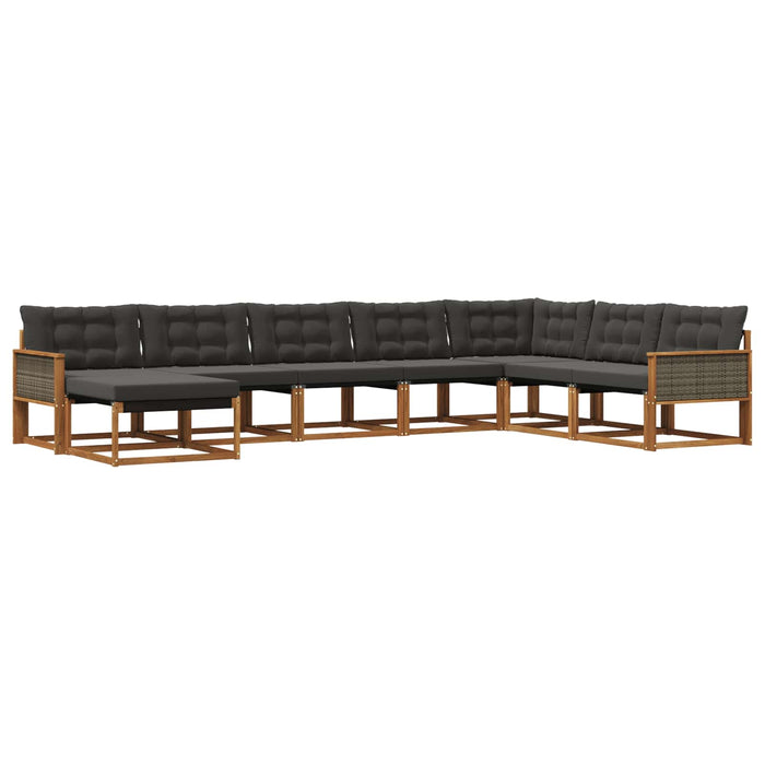 Set de canapele de exterior cu pernă 8 pcs Natural și Negru WALTI