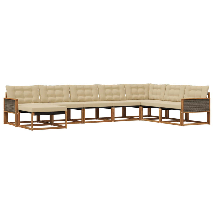 Set de canapele de exterior cu pernă 8 pcs Natural și Bej WALTI