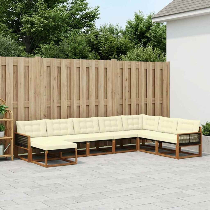 Set de canapele de exterior cu pernă 8 pcs Natural și Crem WALTI
