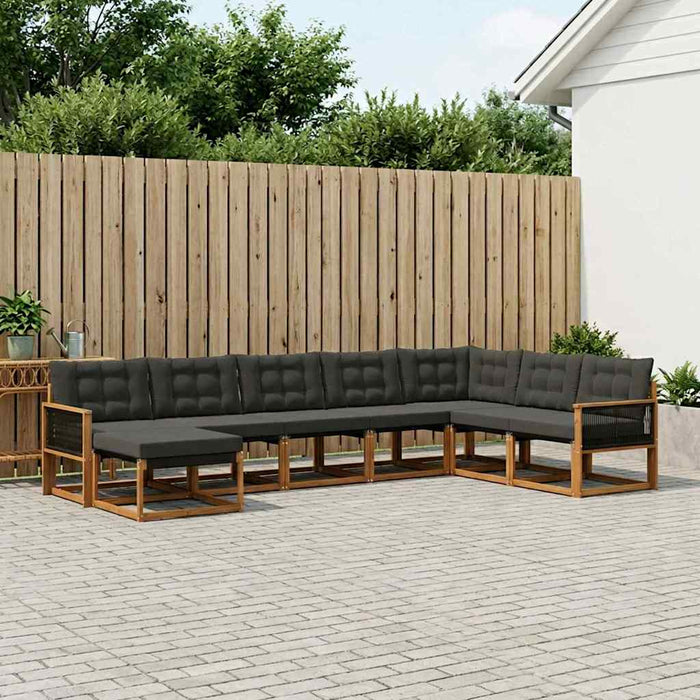 Set de canapele de exterior cu pernă 8 pcs Natural și Negru WALTI