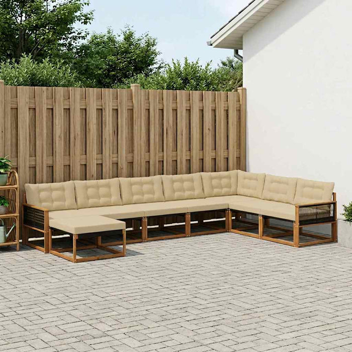 Set de canapele de exterior cu pernă 8 pcs Natural și Bej WALTI