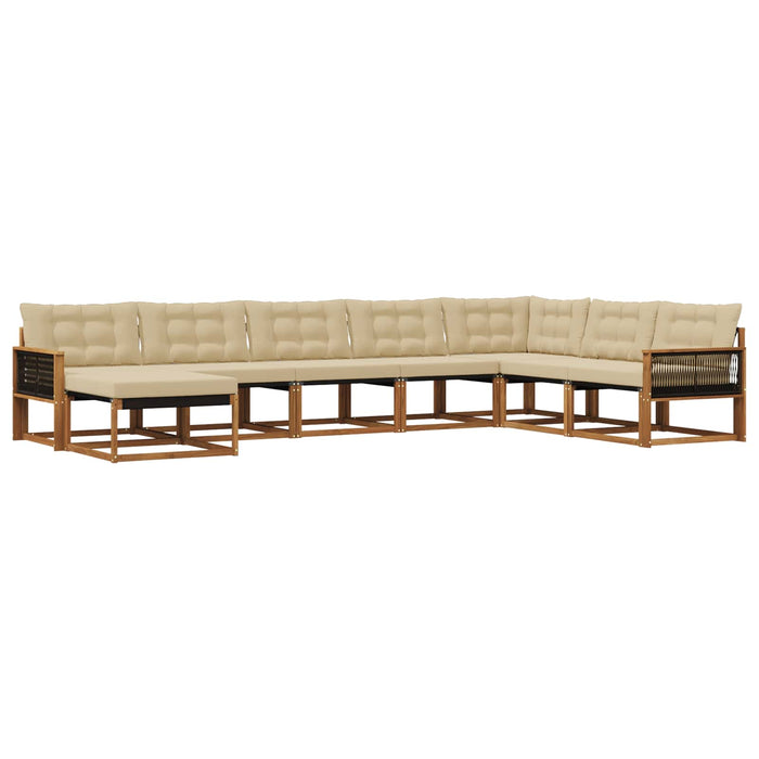 Set de canapele de exterior cu pernă 8 pcs Natural și Bej WALTI