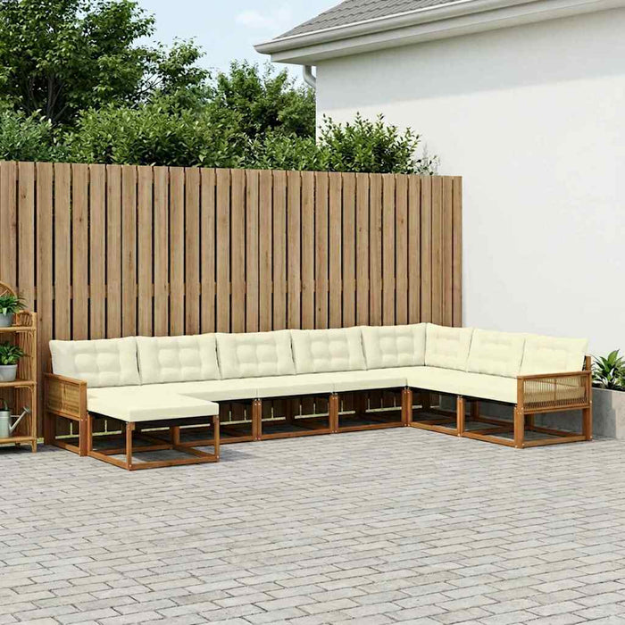 Set de canapele de exterior cu pernă 8 pcs Natural și Crem WALTI