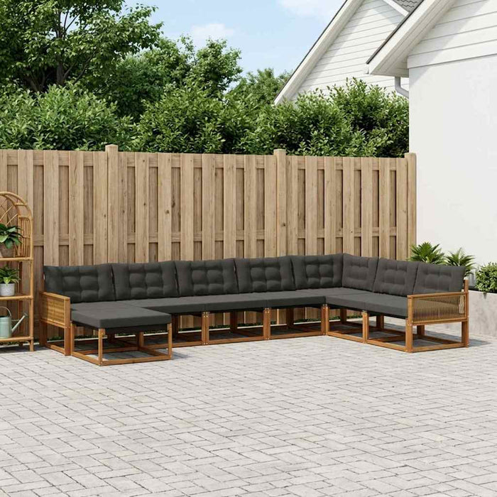 Set de canapele de exterior cu pernă 8 pcs Natural și Negru WALTI