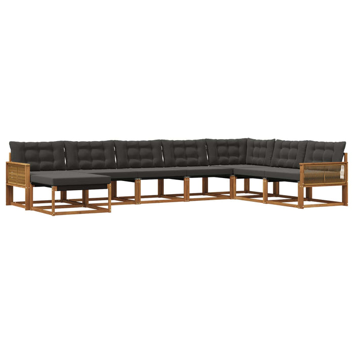 Set de canapele de exterior cu pernă 8 pcs Natural și Negru WALTI