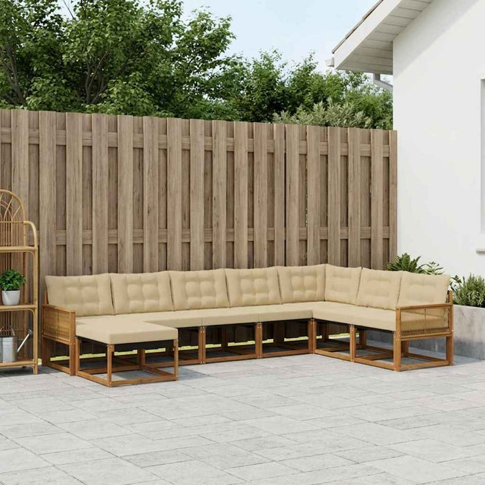 Set de canapele de exterior cu pernă 8 pcs Natural și Bej WALTI