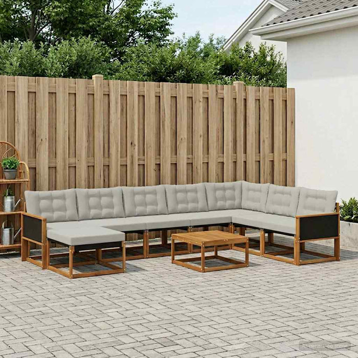 Set de canapele de exterior 9 pcs Natural și gri deschis WALTI