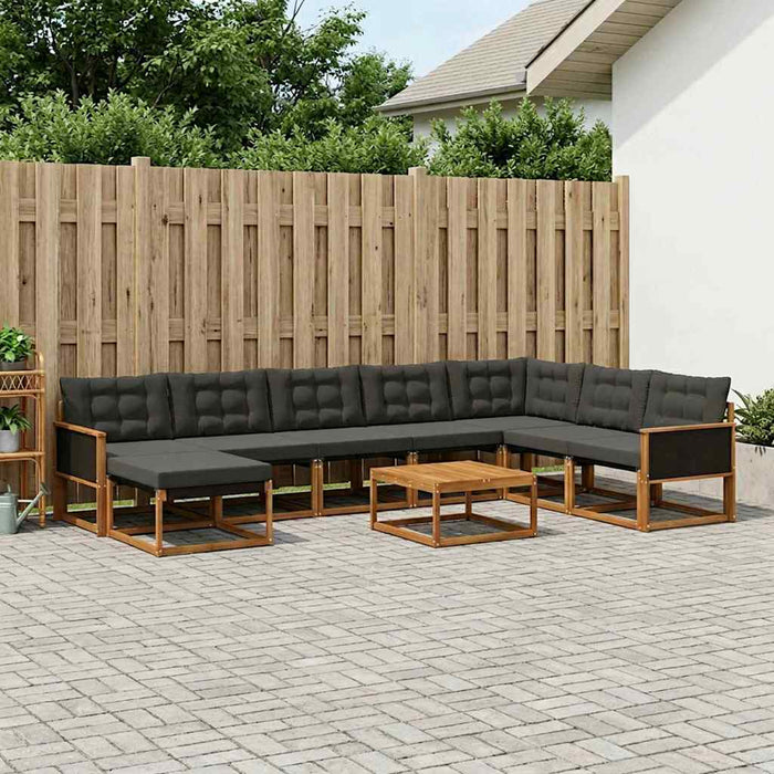 Set de canapele de exterior cu pernă 9 pcs Natural și Negru WALTI