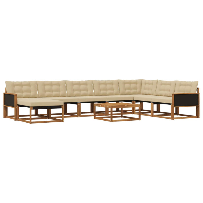 Set de canapele de exterior cu pernă 9 pcs Natural și Bej WALTI