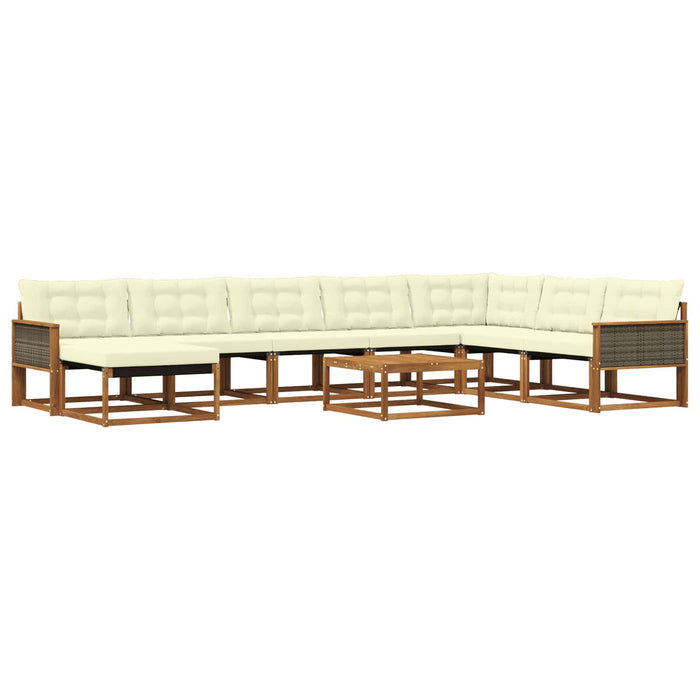 Set de canapele de exterior cu pernă 9 pcs Natural și Crem WALTI