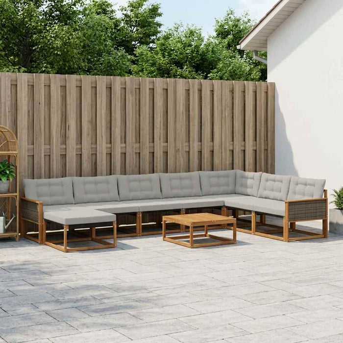 Set de canapele de exterior 9 pcs Natural și gri deschis WALTI