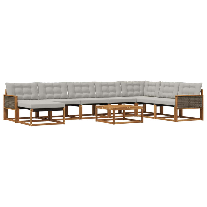 Set de canapele de exterior 9 pcs Natural și gri deschis WALTI