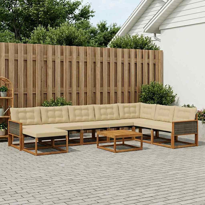 Set de canapele de exterior cu pernă 9 pcs Natural și Bej WALTI