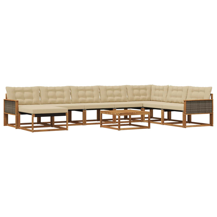 Set de canapele de exterior cu pernă 9 pcs Natural și Bej WALTI