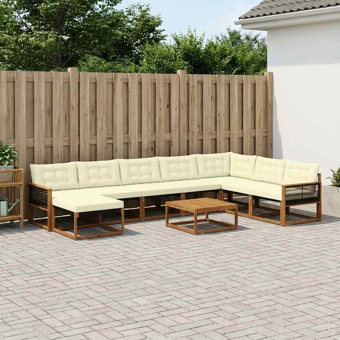 Set de canapele de exterior cu pernă 9 pcs Natural și Crem WALTI