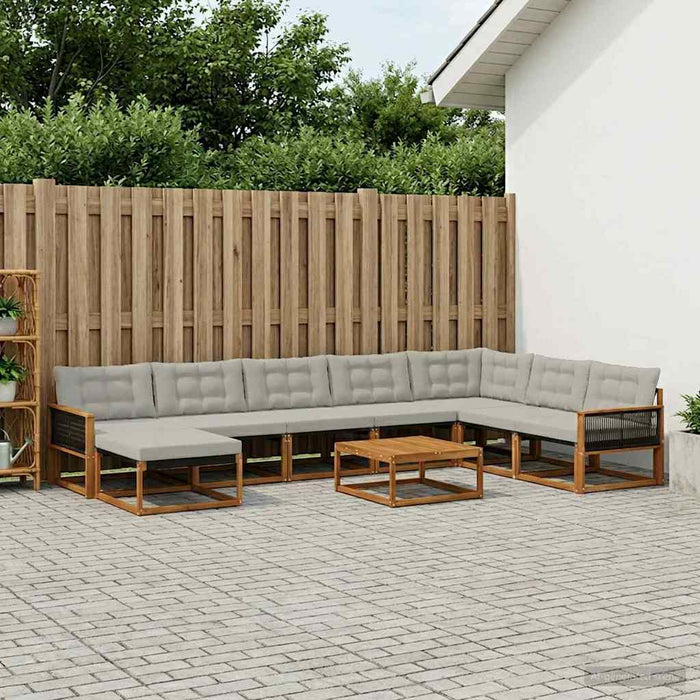 Set de canapele de exterior 9 pcs Natural și gri deschis WALTI