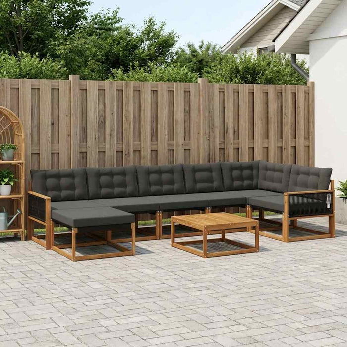 Set de canapele de exterior cu pernă 9 pcs Natural și Negru WALTI