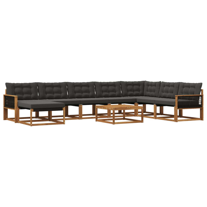 Set de canapele de exterior cu pernă 9 pcs Natural și Negru WALTI