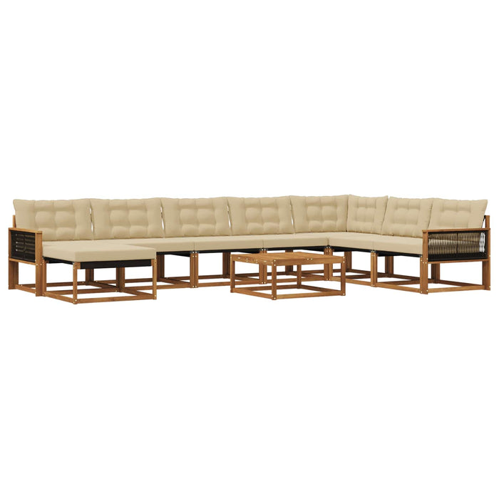 Set de canapele de exterior cu pernă 9 pcs Natural și Bej WALTI