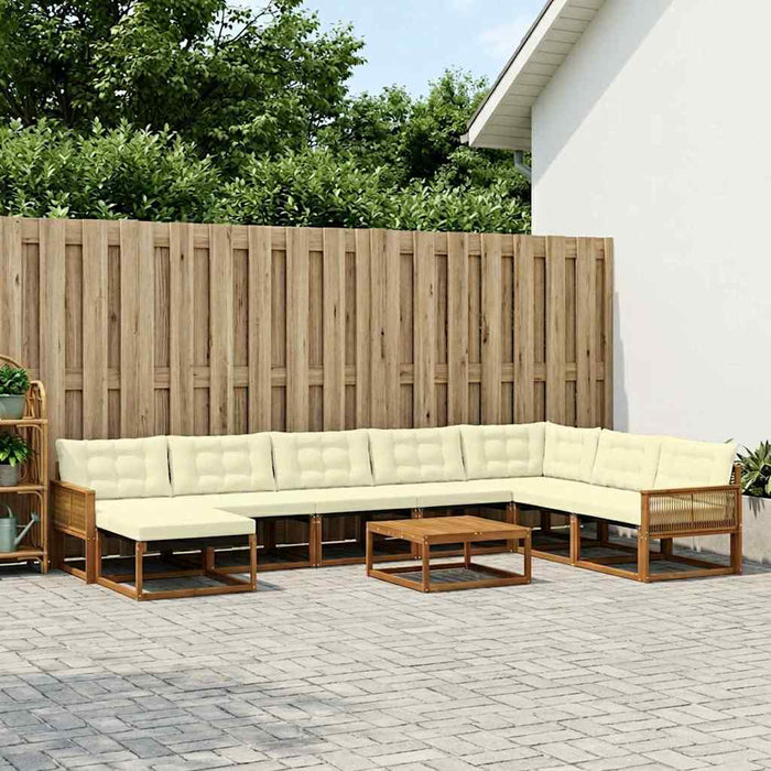 Set de canapele de exterior cu pernă 9 pcs Natural și Crem WALTI
