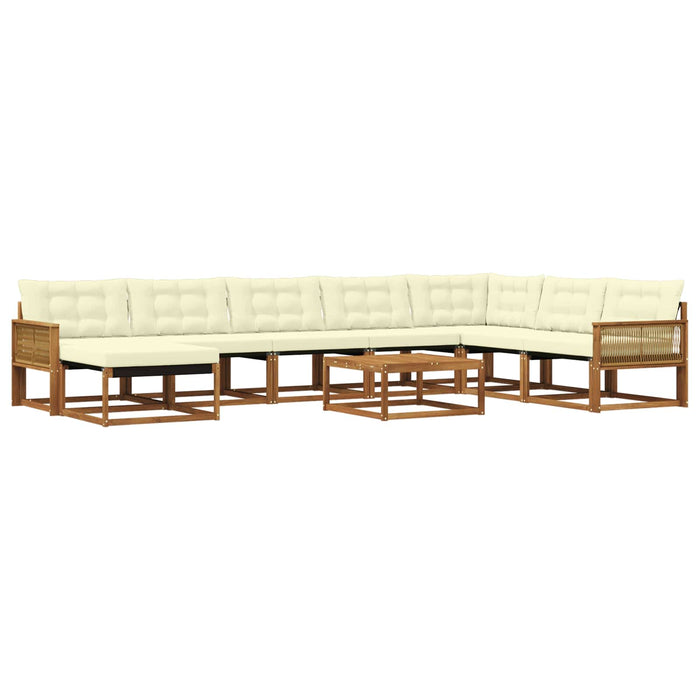 Set de canapele de exterior cu pernă 9 pcs Natural și Crem WALTI