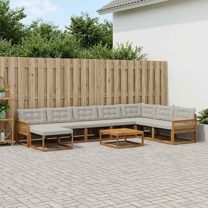 Set de canapele de exterior 9 pcs Natural și gri deschis WALTI