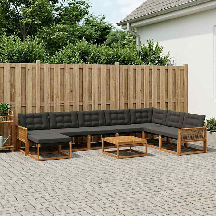 Set de canapele de exterior cu pernă 9 pcs Natural și Negru WALTI