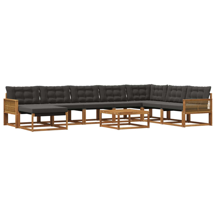 Set de canapele de exterior cu pernă 9 pcs Natural și Negru WALTI