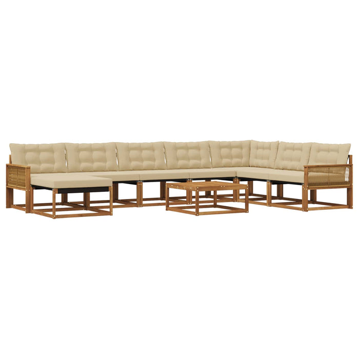 Set de canapele de exterior cu pernă 9 pcs Natural și Bej WALTI