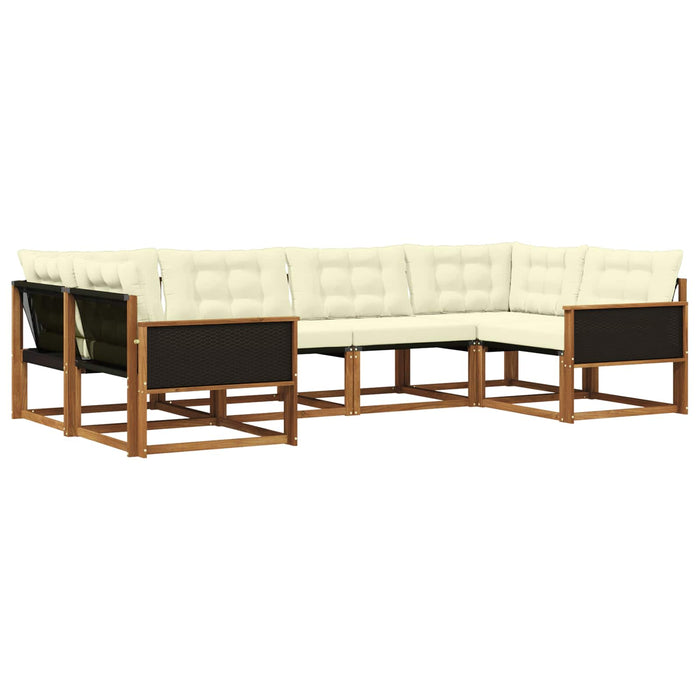 Set de canapele de exterior cu pernă 6 pcs Natural și Crem WALTI