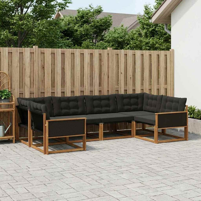 Set de canapele de exterior cu pernă 6 pcs Natural și Negru WALTI