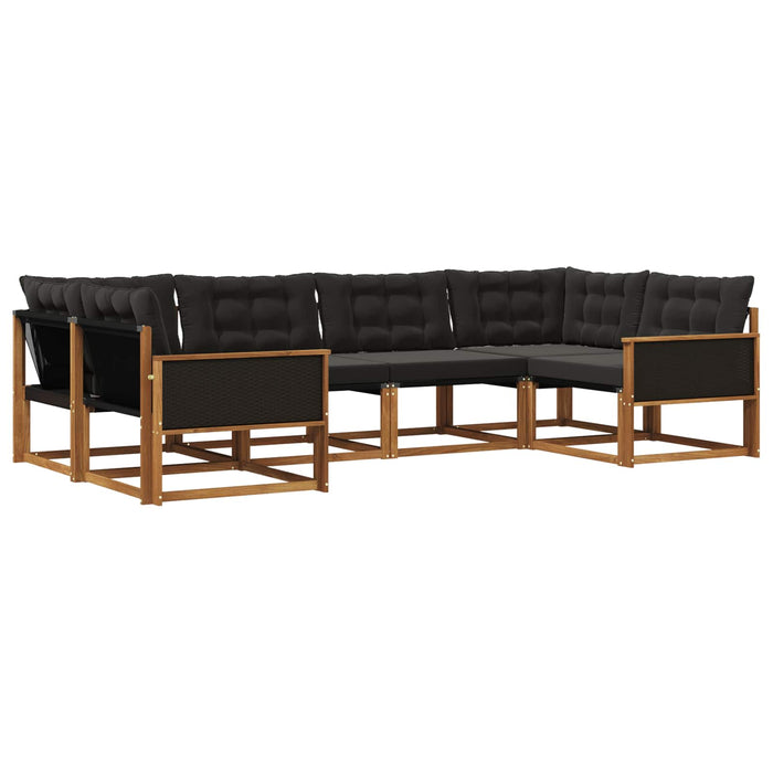Set de canapele de exterior cu pernă 6 pcs Natural și Negru WALTI