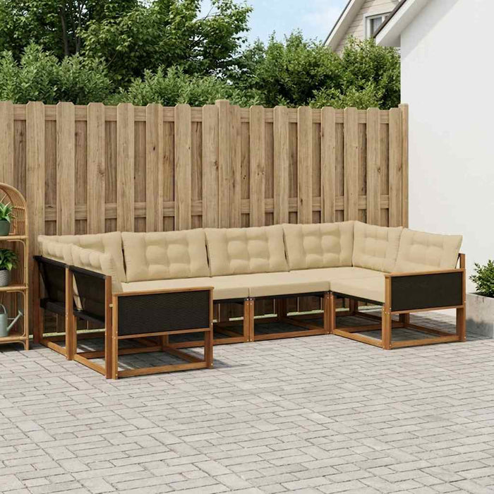 Set de canapele de exterior cu pernă 6 pcs Natural și Bej WALTI