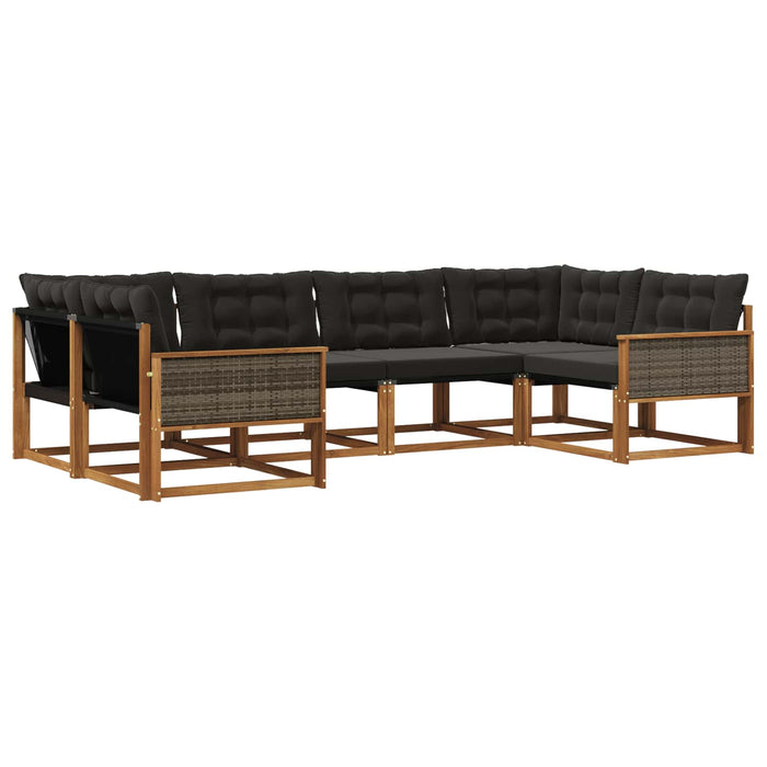 Set de canapele de exterior cu pernă 6 pcs Natural și Negru WALTI