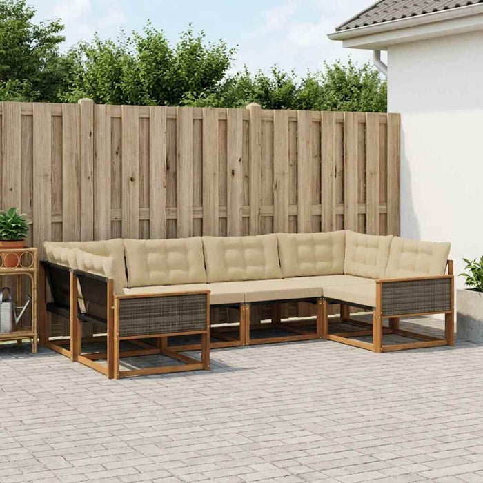 Set de canapele de exterior cu pernă 6 pcs Natural și Bej WALTI