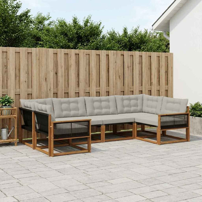Set de canapele de exterior 6 pcs Natural și gri deschis WALTI